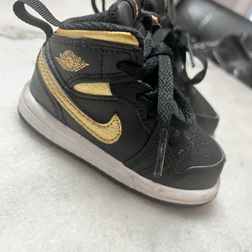 Kids Black and Gold Sneakers